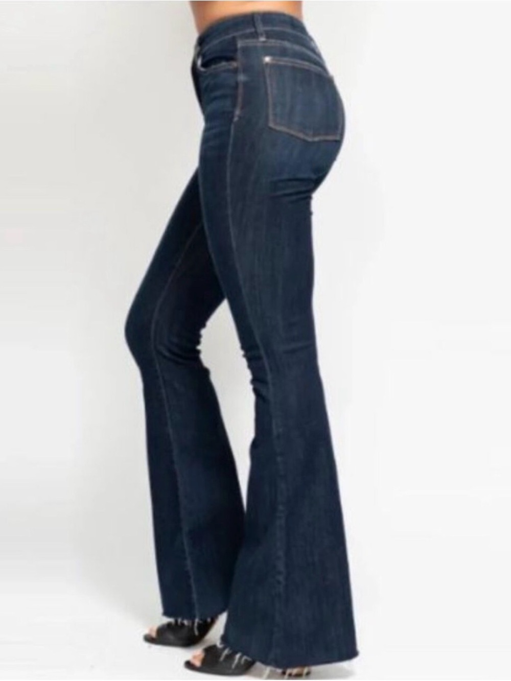Judy Blue High Waist Raw Hem Flare Jeans, Size 7/28
